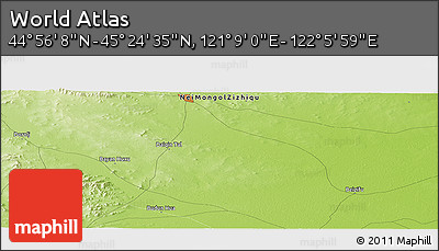 Physical Panoramic Map of the Area around 45° 10' 22" N, 121° 37' 30" E