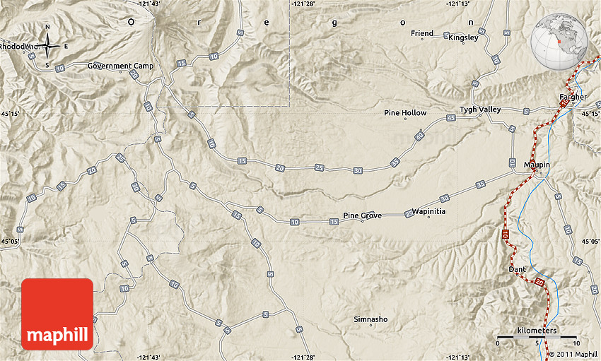 Shaded Relief Map of Pine Hollow