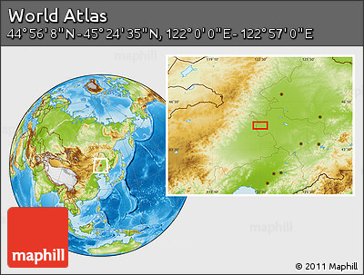 Physical Location Map of the Area around 45° 10' 22" N, 122° 28' 29" E
