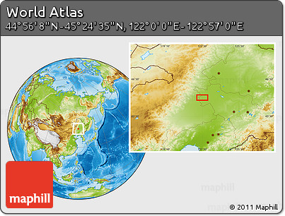Physical Location Map of the Area around 45° 10' 22" N, 122° 28' 29" E
