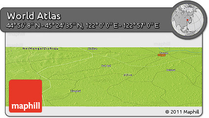 Physical Panoramic Map of the Area around 45° 10' 22" N, 122° 28' 29" E