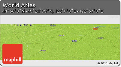Physical Panoramic Map of the Area around 45° 10' 22" N, 122° 28' 29" E