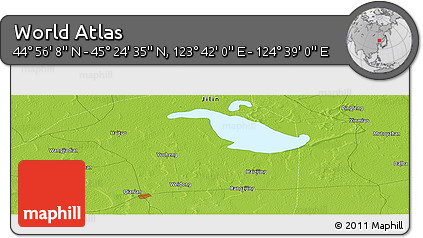 Physical Panoramic Map of the Area around 45° 10' 22" N, 124° 10' 30" E