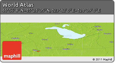 Physical Panoramic Map of the Area around 45° 10' 22" N, 124° 10' 30" E
