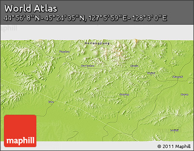 Physical 3D Map of the Area around 45° 10' 22" N, 127° 34' 30" E