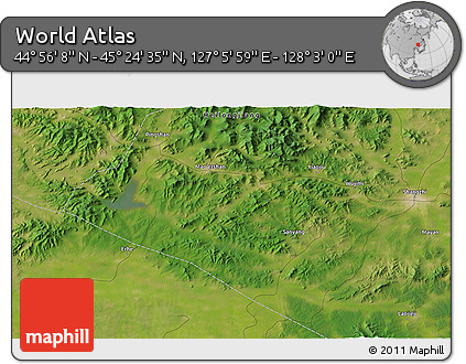 Satellite 3D Map of the Area around 45° 10' 22" N, 127° 34' 30" E
