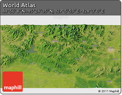Satellite 3D Map of the Area around 45° 10' 22" N, 127° 34' 30" E