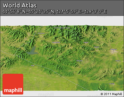 Satellite 3D Map of the Area around 45° 10' 22" N, 127° 34' 30" E