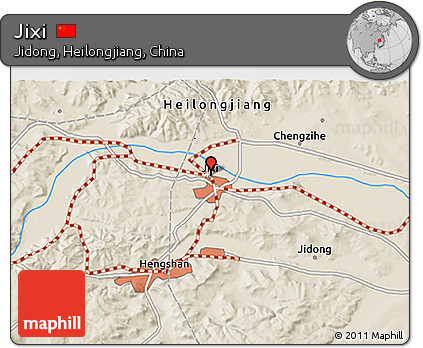 Shaded Relief 3D Map of Jixi