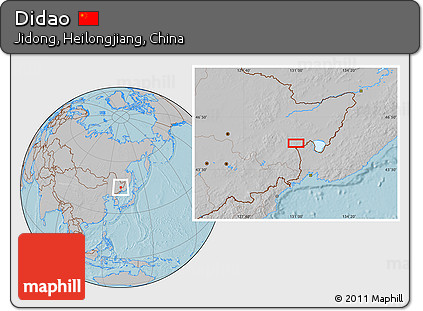 Gray Location Map of Didao, hill shading