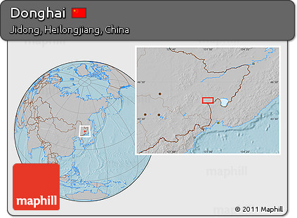 Gray Location Map of Donghai, hill shading