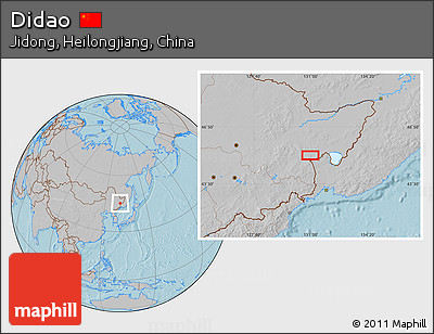 Gray Location Map of Didao, hill shading