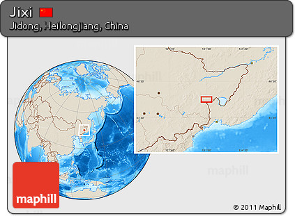 Shaded Relief Location Map of Jixi
