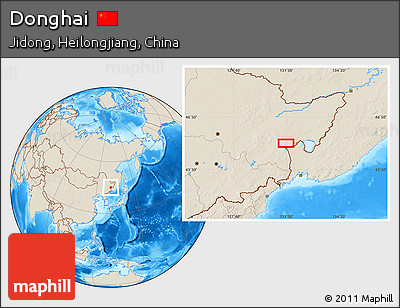 Shaded Relief Location Map of Donghai