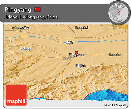 Political Panoramic Map of Pingyang