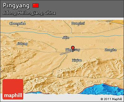 Political Panoramic Map of Pingyang