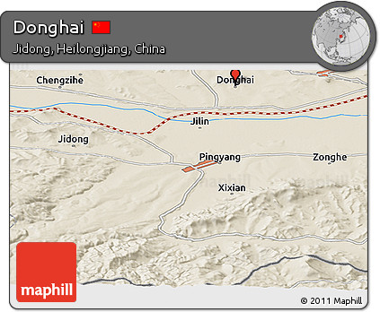 Shaded Relief Panoramic Map of Donghai