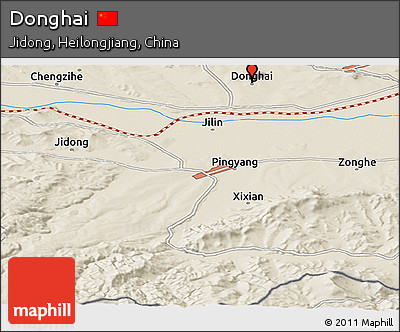 Shaded Relief Panoramic Map of Donghai