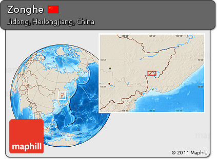 Shaded Relief Location Map of Zonghe