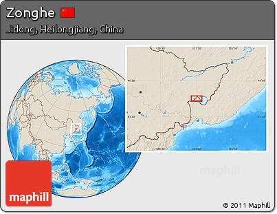 Shaded Relief Location Map of Zonghe