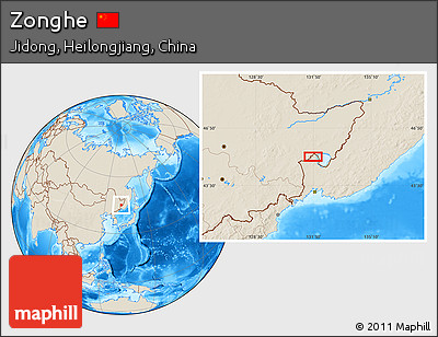 Shaded Relief Location Map of Zonghe