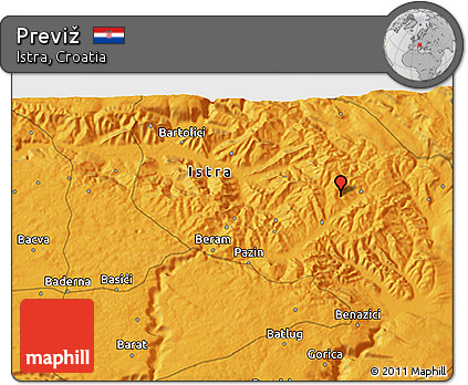 Political 3D Map of Previž