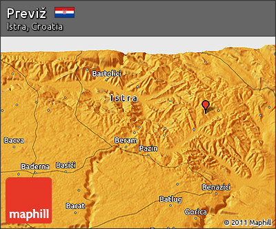 Political 3D Map of Previž