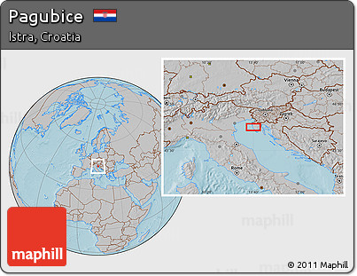 Gray Location Map of Pagubice, hill shading
