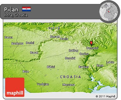 Physical Panoramic Map of Pićan