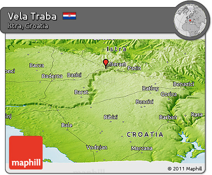 Physical Panoramic Map of Vela Traba