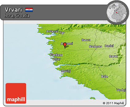 Physical Panoramic Map of Vrvari