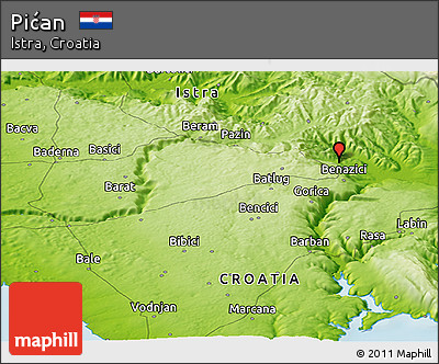 Physical Panoramic Map of Pićan