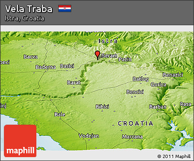 Physical Panoramic Map of Vela Traba