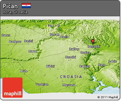 Physical Panoramic Map of Pićan