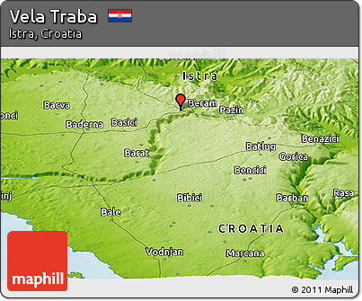 Physical Panoramic Map of Vela Traba
