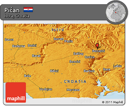 Political Panoramic Map of Pićan