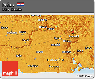 Political Panoramic Map of Pićan
