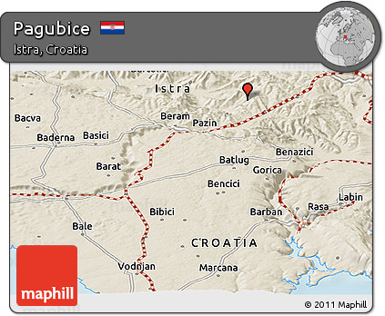 Shaded Relief Panoramic Map of Pagubice