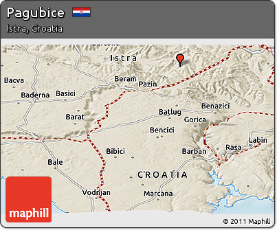 Shaded Relief Panoramic Map of Pagubice