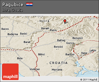 Shaded Relief Panoramic Map of Pagubice