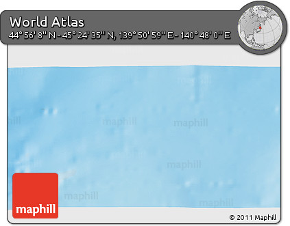 Physical 3D Map of the Area around 45° 10' 22" N, 140° 19' 29" E