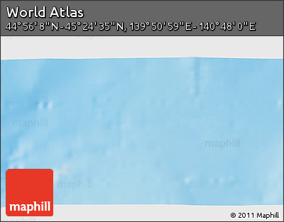 Physical 3D Map of the Area around 45° 10' 22" N, 140° 19' 29" E