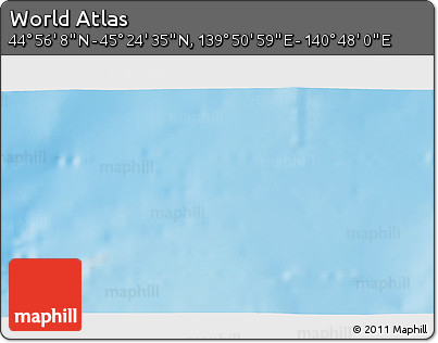 Physical 3D Map of the Area around 45° 10' 22" N, 140° 19' 29" E