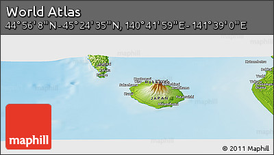 Physical Panoramic Map of the Area around 45° 10' 22" N, 141° 10' 30" E