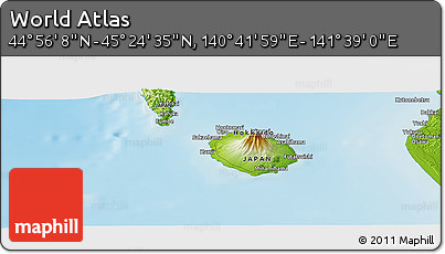 Physical Panoramic Map of the Area around 45° 10' 22" N, 141° 10' 30" E