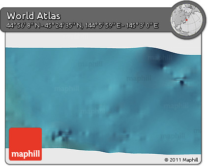 Satellite 3D Map of the Area around 45° 10' 22" N, 144° 34' 29" E