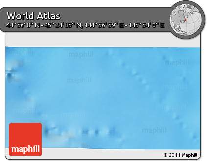 Physical 3D Map of the Area around 45° 10' 22" N, 145° 25' 30" E