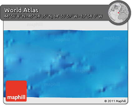 Shaded Relief 3D Map of the Area around 45° 10' 22" N, 14° 22' 30" W
