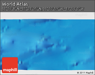 Shaded Relief 3D Map of the Area around 45° 10' 22" N, 14° 22' 30" W