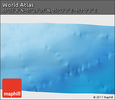 Physical 3D Map of the Area around 45° 10' 22" N, 150° 31' 30" E